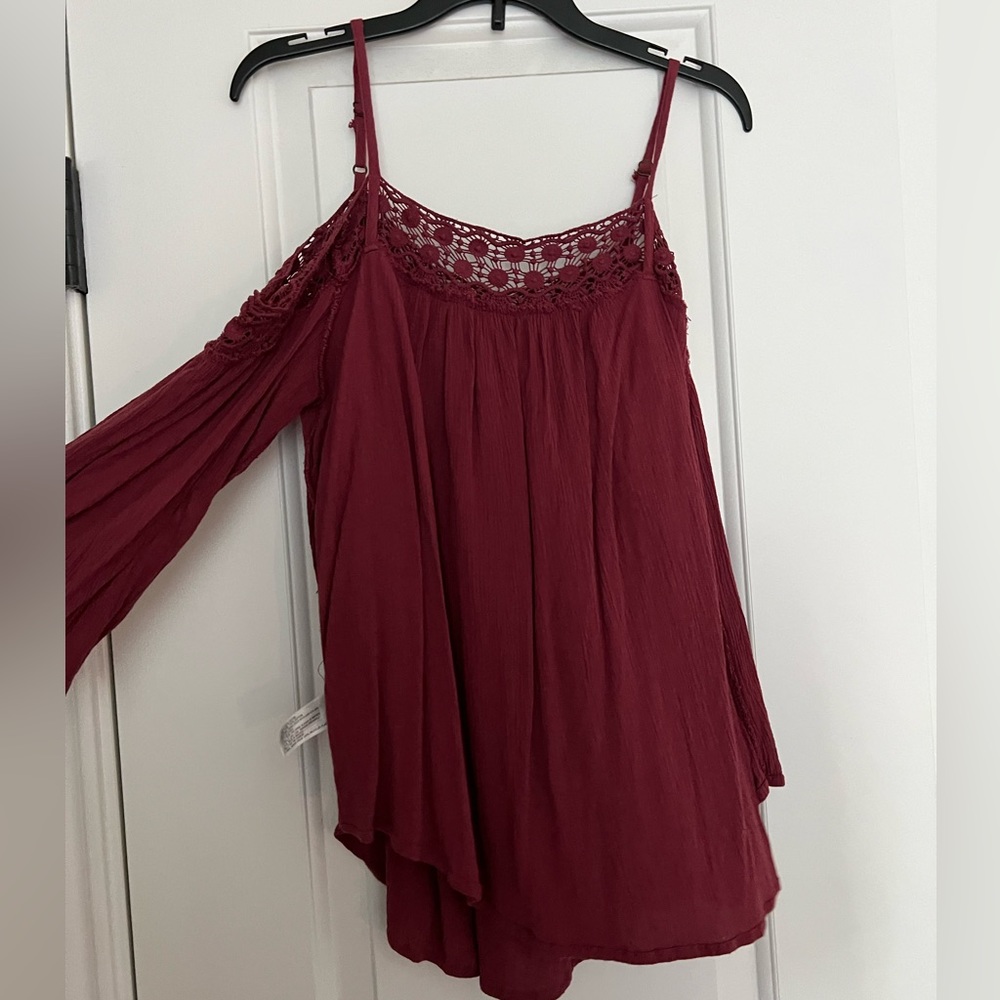 Laced top off the shoulder blouse